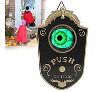 Timbre de Halloween de un ojo, timbre de Halloween con animación de sonido Globo ocular Casa embrujada Accesorios de fiesta de Halloween Decoración Aldaba de puerta con sonido de Halloween(Negro)