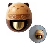 Timbre de madera con diseño de gato de la suerte para recordatorio de entrada, construcción de madera de ébano y latón con sonido melodioso, campana colgante decorativa para puertas, porches