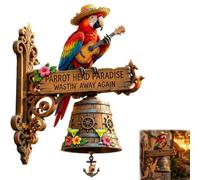 Timbre de Pared con diseño de Cabeza de Loro: Timbre de jardín Tropical con pájaros, Colorido Adorno Colgante para Puerta Principal, Porche, Patio, Cerca y jardín