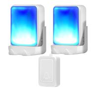 Timbre de puerta con flash sonoro con 7 colores de luz brillante y 4 volúmenes, timbres inalámbricos 183 metros, en casa/oficina, adecuado para ancianos, personas con discapacidad auditiva, 1