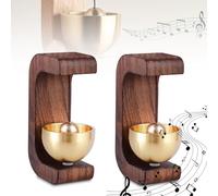 Timbre de puerta de madera, 2 unidades de timbre magnético de dopamina, timbres de puerta autoadhesivos para puerta, timbre magnético de madera con campana de latón, timbre de bienvenida para puerta,