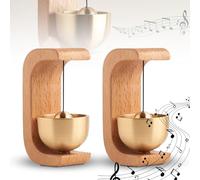 Timbre de puerta de madera, 2 unidades de timbre magnético de dopamina, timbres de puerta autoadhesivos para puerta, timbre magnético de madera con campana de latón, timbre de bienvenida para puerta,