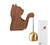 Timbre de puerta de tienda - Timbre de madera para gato, campana de entrada inalámbrica, adorno decorativo de viento, accesorio colgante de metal, dispositivo de timbre ligero, alerta de visitante