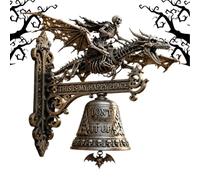 Timbre de puerta esqueleto de resina resistente a la intemperie, fantasía, medieval, rústico