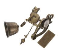 Timbre de Puerta Forma de Gato, Metal Dorado Estilo Vintage | Sonido Manual Claro, Estética Retro y Rústica, para Entradas, Muros y Estructuras de Jardín