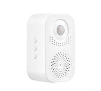Timbre de puerta inalámbrico con sensor de movimiento para tienda de seguridad en el hogar con 3 niveles de volumen y saludos multilingües, color blanco, 85 x 52 mm