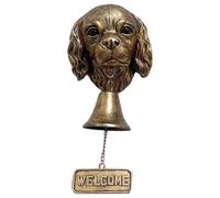 Timbre de resina con forma de cabeza de perro antiguo con letrero de bienvenida para jardín, porche, campanas colgantes, decoración para dueños de mascotas, regalo montado en la pared, accesorios de