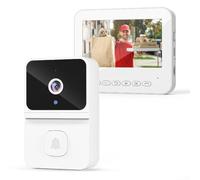 Timbre de video bidireccional con notificaciones a la unidad interior No necesita Internet Lente gran angular de 85 grados y pantalla IPS clara (blanco)