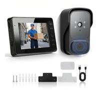 Timbre de vídeo con cámara para exteriores, inalámbrico, IP65, resistente al agua, pantalla 1080P HD de 4,3 pulgadas, audio bidireccional y visión nocturna por infrarrojos, detector de movimiento