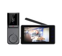 Timbre De Vídeo Inalámbrico A Prueba Agua con Pantalla IPS 4,3 Pulgadas, Visión Nocturna por Infrarrojos, Cámara 2,4G For Apartamento Familiar Gama de Entornos Domésticos(2C-M16A 128G Card)