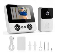 Timbre de vídeo inalámbrico al aire libre con cámara IP65 impermeable 1080P HD - Pantalla IPS de 4,3 pulgadas Portero Vídeo - Visión Nocturna Infrarroja y Audio Bidireccional - Timbre inalámbrico con