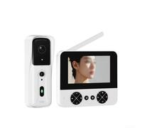 Timbre de video inalámbrico de 4.3 pulgadas, timbre de video inteligente con conversación de 2 vías, visión nocturna, sensor de movimiento para sistemas de seguridad del hogar (16 blanco)