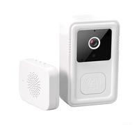 Timbre de video inalámbrico de dos vías para el hogar inteligente con saludo de voz personalizado (blanco)