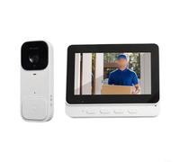 Timbre de video inteligente con pantalla de 4.3 pulgadas, sistema de intercomunicación inalámbrico, cámara HD, audio bidireccional, alimentado por batería, instalación para seguridad (blanco)