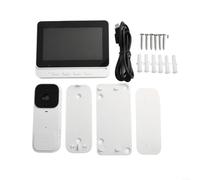 Timbre de video inteligente de 4.3 pulgadas con cámara HD e intercomunicador bidireccional inalámbrico, monitor de pantalla grande, batería de larga duración, instalación para seguridad, blanco y