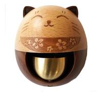 Timbre de viento con diseño de gato de la suerte y campana de cobre, accesorio de ventosa para superficies lisas, produciendo sonidos melódicos para saludar a los visitantes (The Rich Cat)