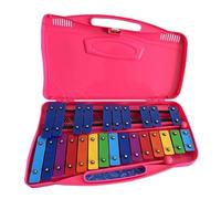 Timbre de xilófono Metalófono Glockenspiel Cromático, 25 teclas de colores con funda y mazas, instrumento musical (rosa)