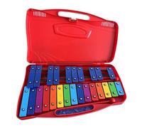 Timbre de xilófono Metalófono Glockenspiel Cromático, 25 teclas de colores con funda y mazas, instrumento musical (Rojo)