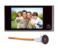 Timbre digital con pantalla LCD de 3,5 pulgadas y mirilla de 120 grados para puerta, con cámara infrarroja a color; funciona con 4 pilas AAA (no incluidas)