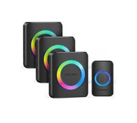 Timbre Inalámbrico 3 Receptor IP65 Impermeable,negro