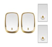 Timbre inalámbrico autoalimentado a prueba de agua - 3 transmisores 2 receptores, alcance de 200 m, 36 música polifónica, oro plateado(Gold)