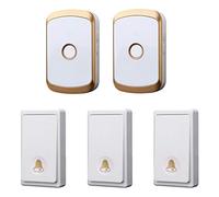 Timbre Inalámbrico Autogenerador - 2 Transmisores, 3 Receptores Resistente al Agua 200M, 36 Tonos, 4 Volumen, Luz Intermitente, Oro Plata(Gold)