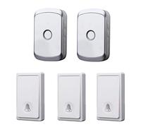 Timbre Inalámbrico Autogenerador - 2 Transmisores, 3 Receptores Resistente al Agua 200M, 36 Tonos, 4 Volumen, Luz Intermitente, Oro Plata(Silver)