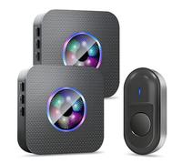 Timbre Inalámbrico con 2 Receptores, 300m Alcance Timbre Inalámbrico Exterior Impermeable, Inalámbrico Exteriorcon 55 Tonos de Llamada, 5 Niveles de Volumen