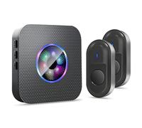 Timbre Inalámbrico con 2 Transmisor, 300m Alcance Timbre Inalámbrico Exterior Impermeable, Inalámbrico Exteriorcon 55 Tonos de Llamada, 5 Niveles de Volumen