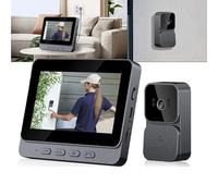 Timbre inalámbrico con cámara de 1080P - Videoportero inalámbrico con pantalla IPS de 4,3 pulgadas de video inalámbrico para una familia, Platino de calle, timbre de cámara ángulo de visión: 70°
