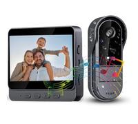 Timbre inalámbrico con cámara exterior impermeable 1080P, videoportero inalámbrico de 4,3 pulgadas, intercomunicador de vídeo exterior impermeable con pantalla ángulo de visión 170 °, portero de vídeo