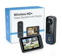 Timbre Inalámbrico con Cámara Exterior Impermeable, Videoportero Inalambrico con Pantalla de 4,5", Angular de 120°, Visión Nocturna y Audio Bidireccional, Almacenamiento Local, No Requiere WiFi