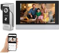 Timbre Inalámbrico con Cámara,Videoportero 4 Hilos,Detección Humana PIR,Audio Bidireccional,Videoportero WiFi,Timbre Casa,Visión Nocturna,IP65 Resistente al Agua (1 timbre + 1 monitor)