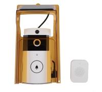 Timbre inalámbrico con energía solar para visión nocturna e intercomunicador bidireccional con cubierta de carga resistente a la intemperie para entrada al aire libre, marrón (con timbre)