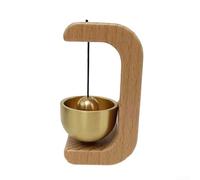 Timbre inalámbrico de madera estilo japonés con campana de latón para fijación de puerta y pared mediante succión magnética (A)