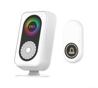 Timbre inalámbrico de rango de 1300 pies, impermeable, luz intermitente RGB, 60 campanillas, 5 niveles de volumen, timbre inalámbrico para casa, oficina, aula, apartamento (blanco)