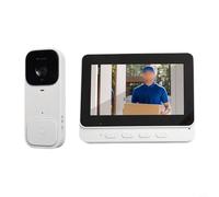Timbre inalámbrico de video con pantalla de 4.3 pulgadas, cámara HD, visor digital de mirilla funciona con pilas, sistema de seguridad para el hogar para seguridad del hogar (blanco)