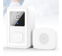 Timbre inalámbrico de video HD, intercomunicador bidireccional con cámara de puerta de instalación de cambio de voz para seguridad del hogar inteligente (blanco)