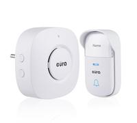 Timbre inalámbrico EURA WDP-52A3 - cinético, sin batería, Ampliable, 230 V CA, 38 melodías, Alcance hasta 200 m, IP55, Tarjetero - Blanco
