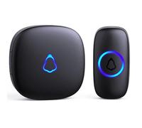 Timbre Inalámbrico Exterior Impermeable, Doorbell con 1 Receptor + 1 Botón a Pila, 58 Melodías, 5 Niveles Volumen 0-120 dB, Luz LED, 300 m Alcance, Campainha Sem Fios para Casa Apartamento, Negro