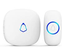 Timbre Inalámbrico Exterior Impermeable, Doorbell con 1 Receptores + 1 Botón a Pila, 58 Melodías, 5 Niveles Volumen 0-120 dB, Luz LED, 300 m Alcance, Campainha Sem Fios para Casa Apartamento, Blanco