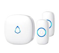 Timbre Inalámbrico Exterior Impermeable, Doorbell con 1 Receptores + 2 Botón a Pila, 58 Melodías, 5 Niveles Volumen 0-120 dB, Luz LED, 300 m Alcance, Campainha Sem Fios para Casa Apartamento, Blanco
