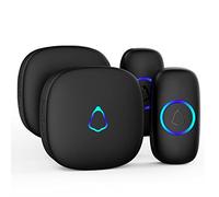 Timbre Inalámbrico Exterior Impermeable, Doorbell con 2 Receptores + 2 Botón a Pila, 58 Melodías, 5 Niveles Volumen 0-120 dB, Luz LED, 300 m Alcance, Campainha Sem Fios para Casa Apartamento, Negro