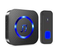 Timbre Inalámbrico Exterior Interior Impermeable, Campainha Sem Fios, Wireless Doorbell Puerta para Casa 400M de Alcance con 55 Melodías, 5 Volumen (1 Negro Receptor + 1 Negro transmisor)