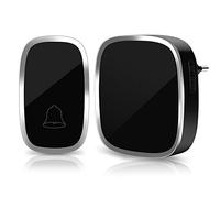 Timbre Inalámbrico Impermeable Timbres para Puerta, Receptor y 1 Transmisor, 4 Volumen Ajustable, 36 Melodías Ajutables, Alcance a 300m, Timbre de Puerta para Interior y exterio