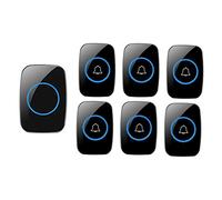 Timbre inalámbrico IP44 1000 pies 6 botones 1 receptor 36 timbres Kit de timbre puerta multicolor(Black)