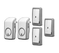 Timbre inalámbrico IP44 Resistente al agua Alcance de 350 m 1150 pies 3 botones 2 receptores 48 tonos llamada 6 niveles volumen Indicador LED