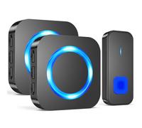 Timbre inalámbrico para exteriores SURFOU, alcance de 400 m, 55 melodías, LED, 2 receptores