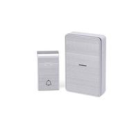 Timbre inalámbrico plateado, con comunicación continua, ideal para uso en hogares y negocios para facilitar la entrada.