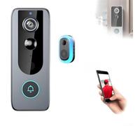 Timbre inteligente WiFi para TUYA Ecosystem, timbre inalámbrico con video con visión nocturna, batería de 4000 mAh, fácil montaje de pegado/tornillo, negro